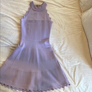 Lavender Ribbed Mock Neck Sleeveless Dress